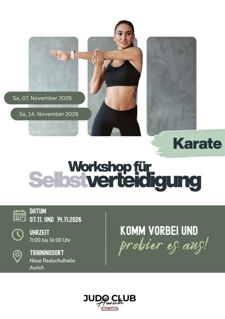 Karate-Selbstverteidigungsworkshop im November 2026 in Aurich beim Judo Club Aurich
